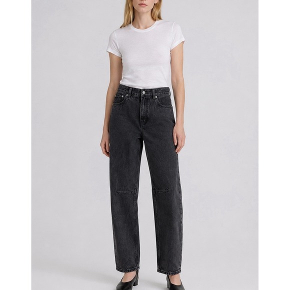 Madewell Denim - Madewell The Darted Barrel-Leg Jean Womens 23 Black Denim‎ Streetwear Minimalist